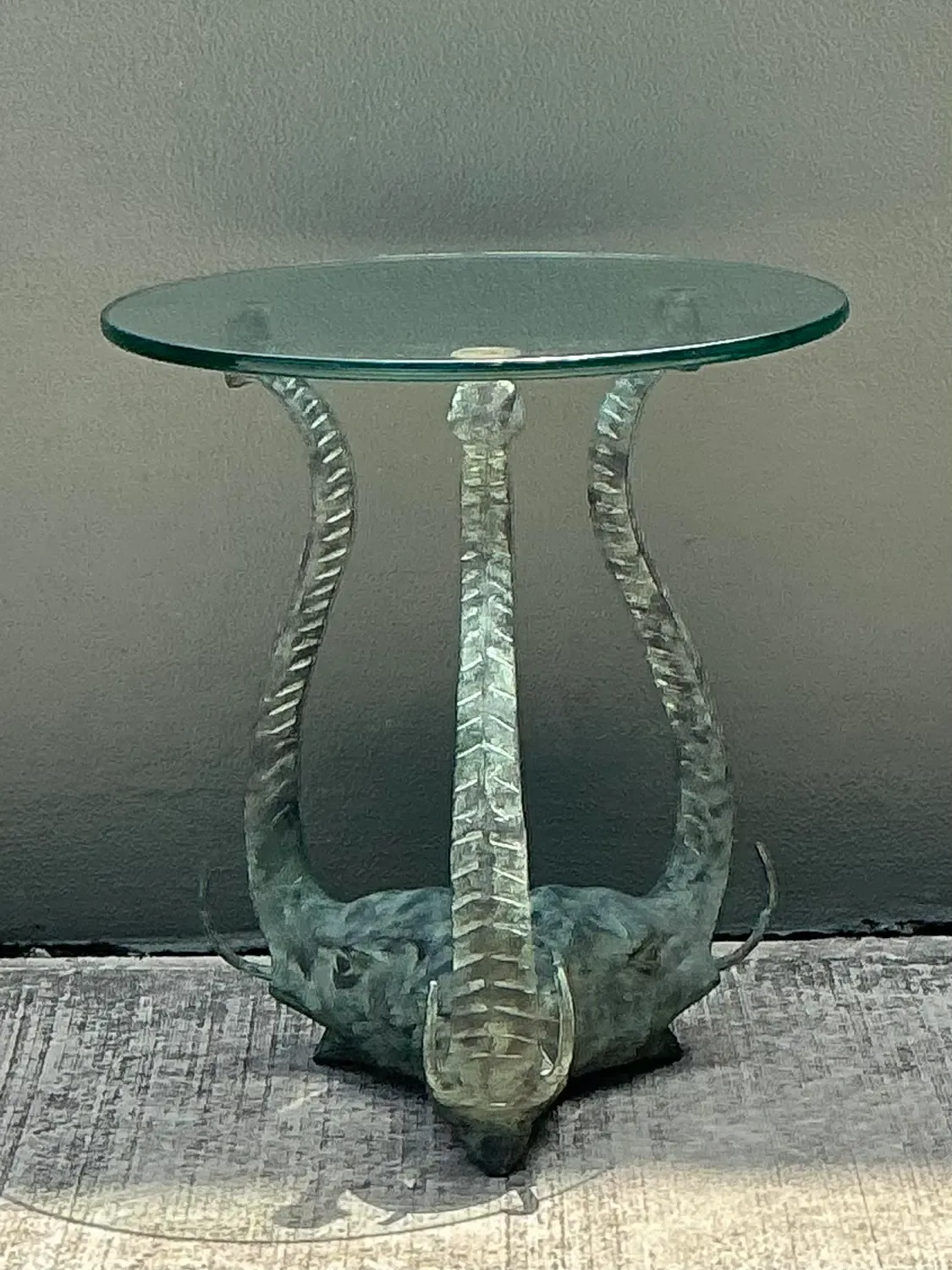Vintage Verdigris Elephants Side Table — additional photo 2