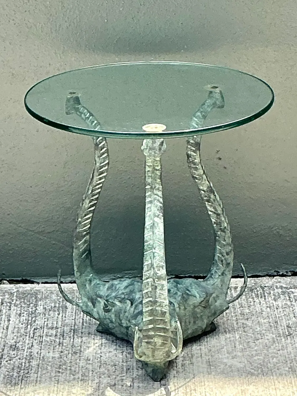 Vintage Verdigris Elephants Side Table — additional photo 3