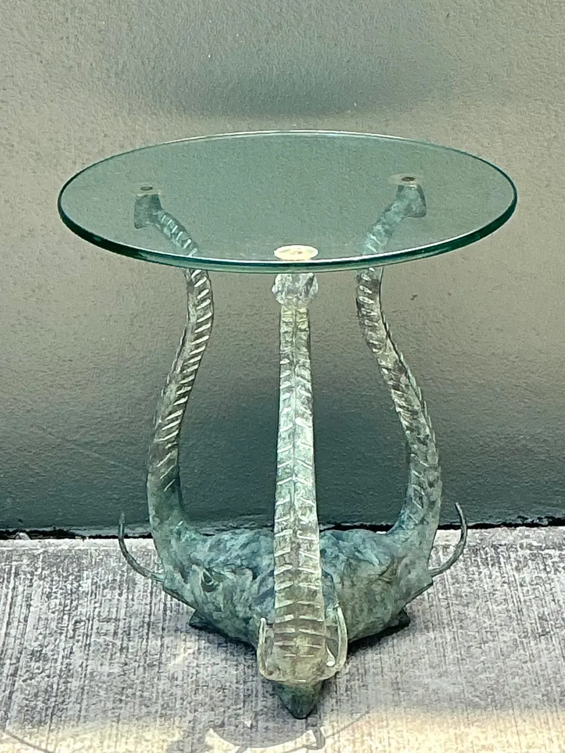 Vintage Verdigris Elephants Side Table — additional photo 5