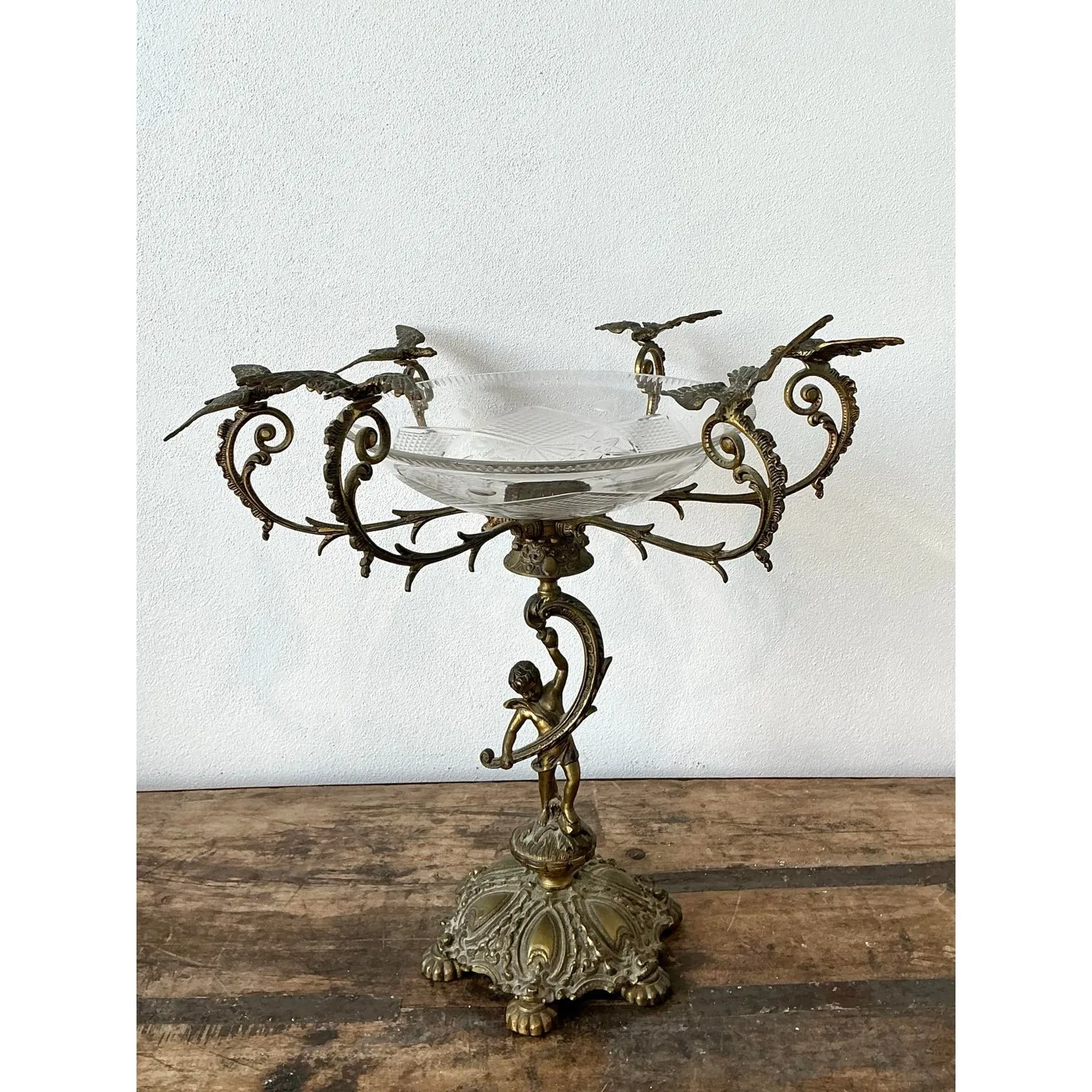 Vintage Victorian Cut Glass and Brass Epergne — additional photo 4