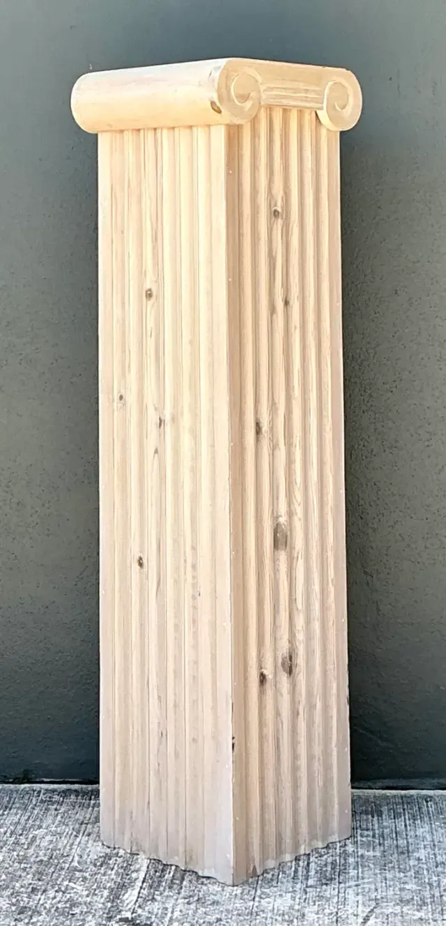 Vintage Washed Knotty Pine Column Pedestal — additional photo 5