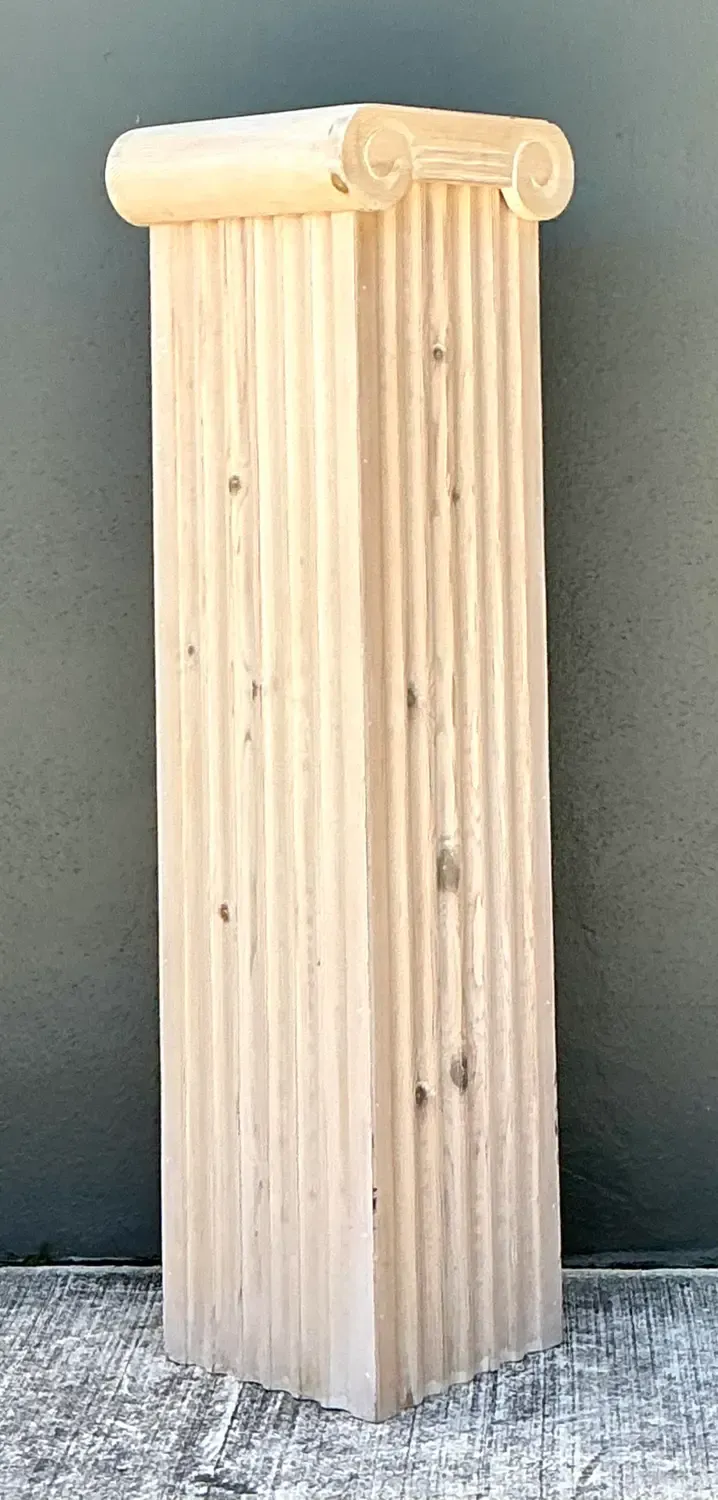 Vintage Washed Knotty Pine Column Pedestal — additional photo 6