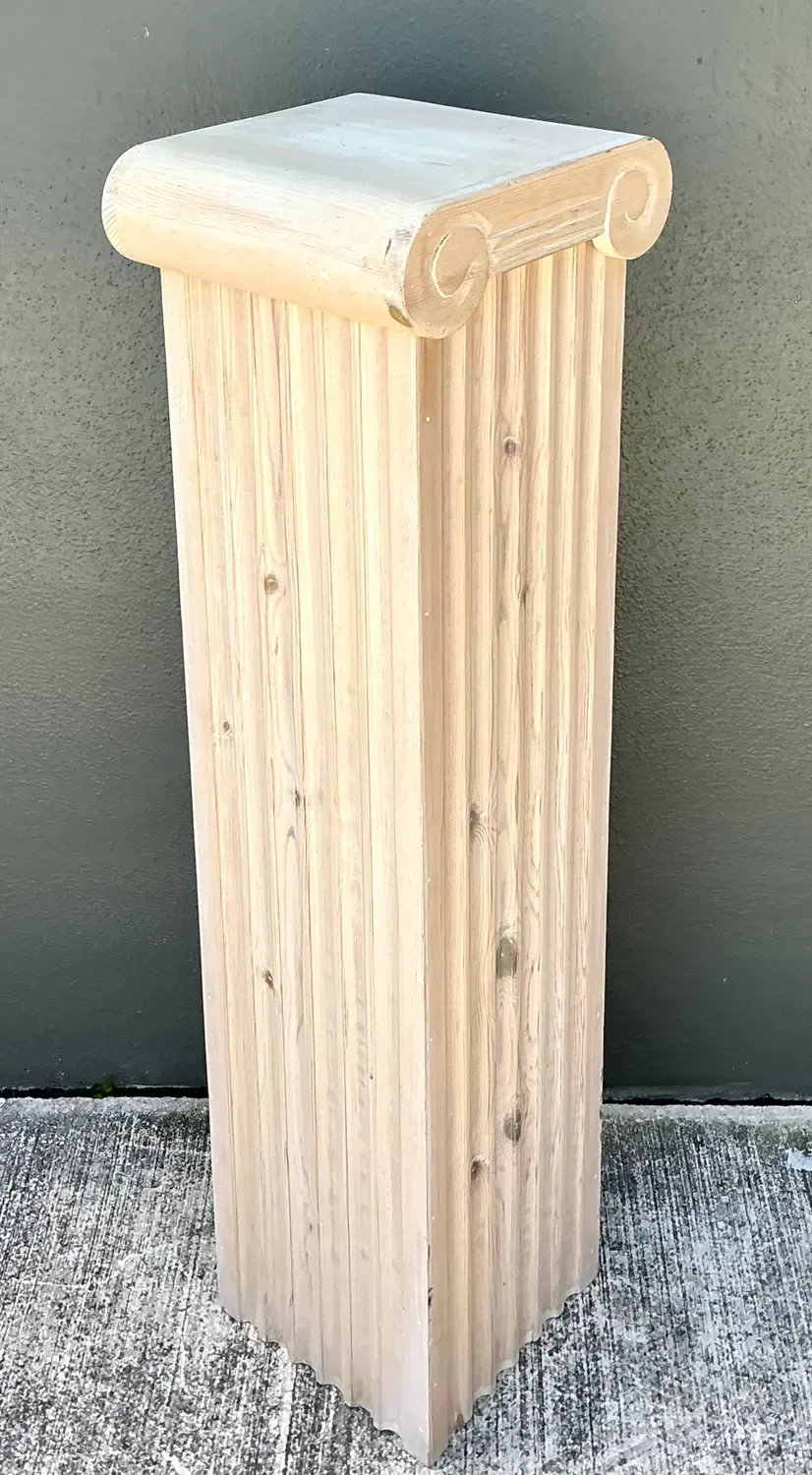 Vintage Washed Knotty Pine Column Pedestal — additional photo 8