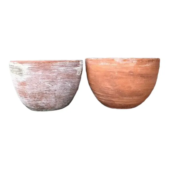 Vintage Washed Terracotta Planter Bowls - Set of 2 — additional photo 1