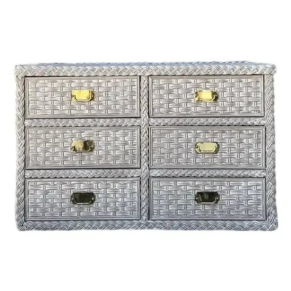 Vintage Washed Woven Rattan Dresser — additional photo 1