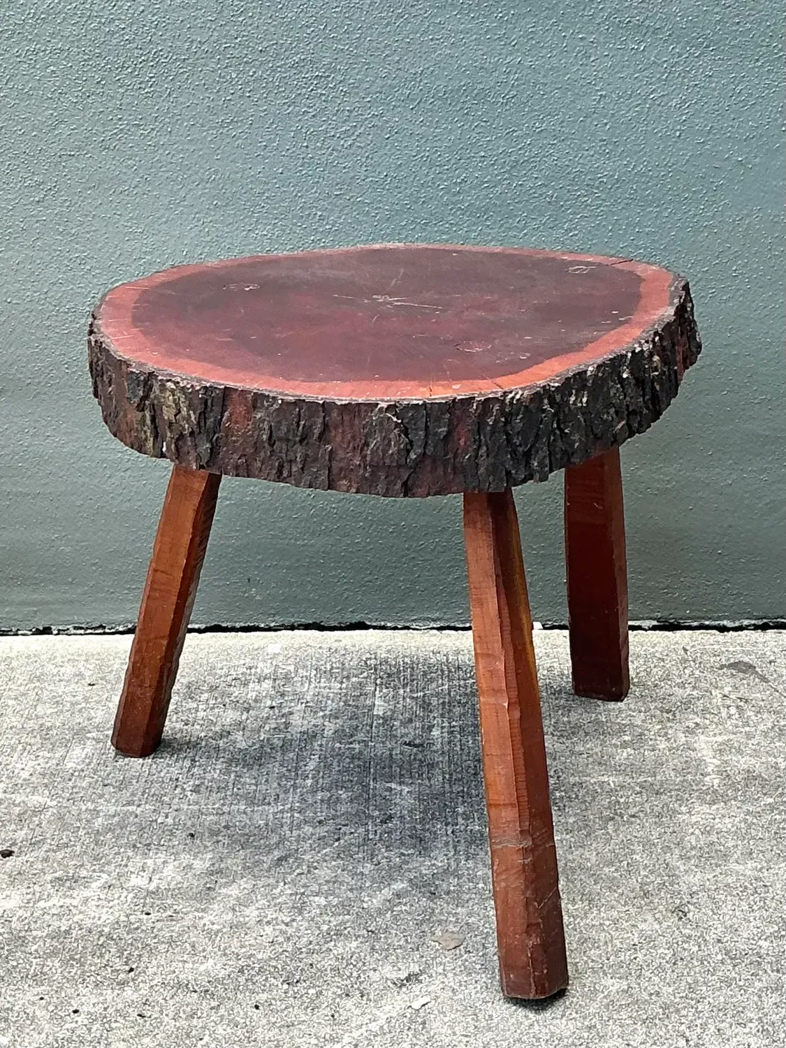 Vintage Wood Slab Side Table — additional photo 2