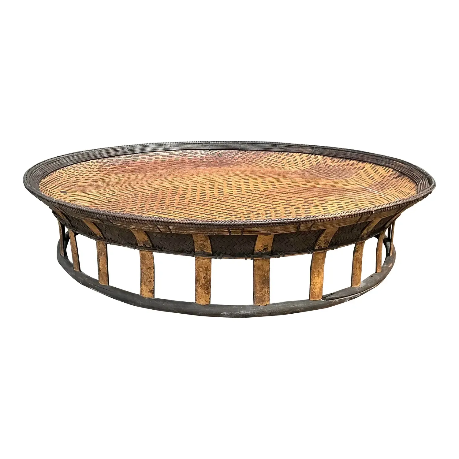 Vintage Woven Rattan and Bamboo Large Tray — additional photo 1