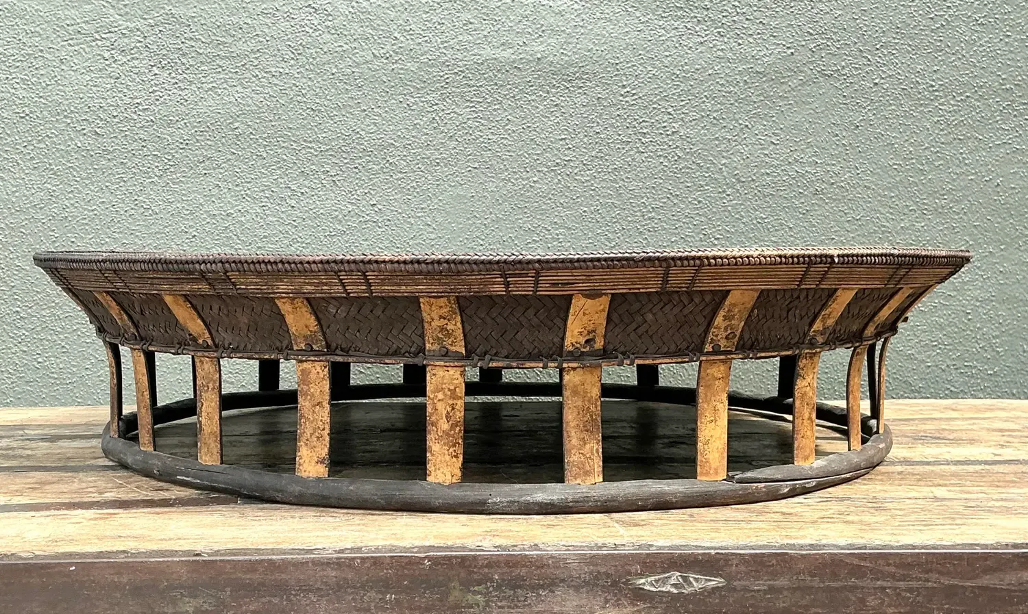 Vintage Woven Rattan and Bamboo Large Tray — additional photo 2