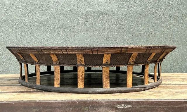 Vintage Woven Rattan and Bamboo Large Tray — additional photo 2