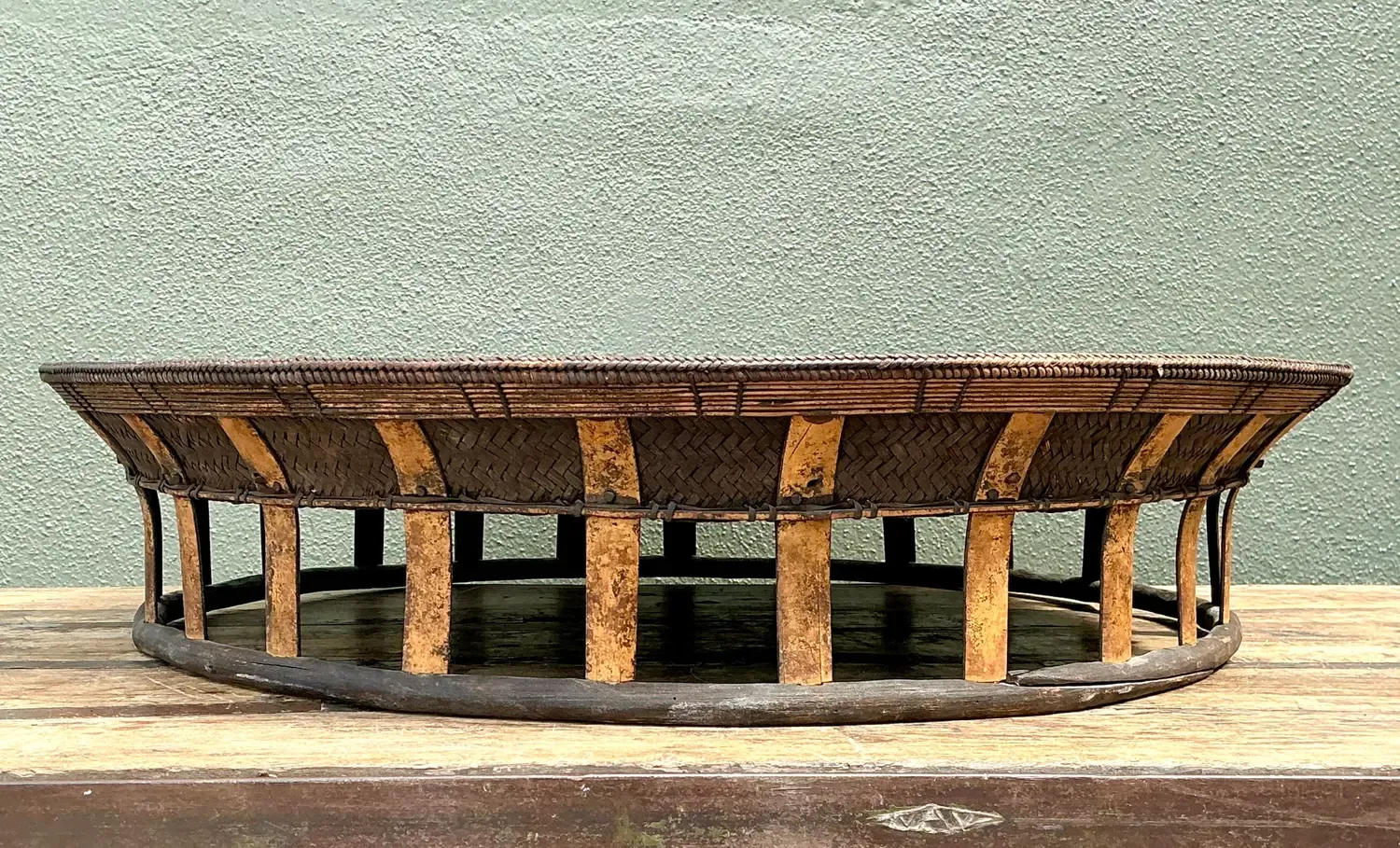 Vintage Woven Rattan and Bamboo Large Tray — additional photo 4