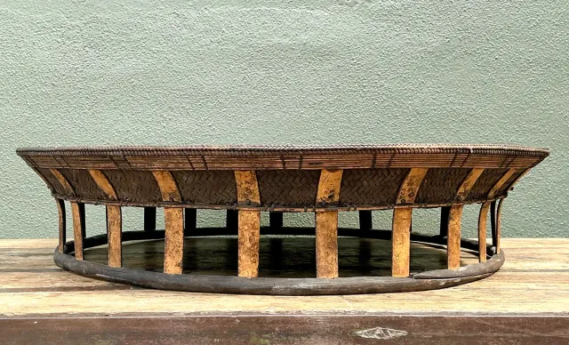 Vintage Woven Rattan and Bamboo Large Tray — additional photo 4