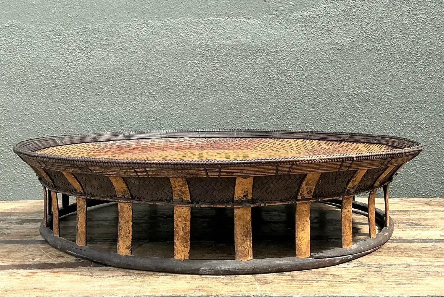 Vintage Woven Rattan and Bamboo Large Tray — additional photo 5