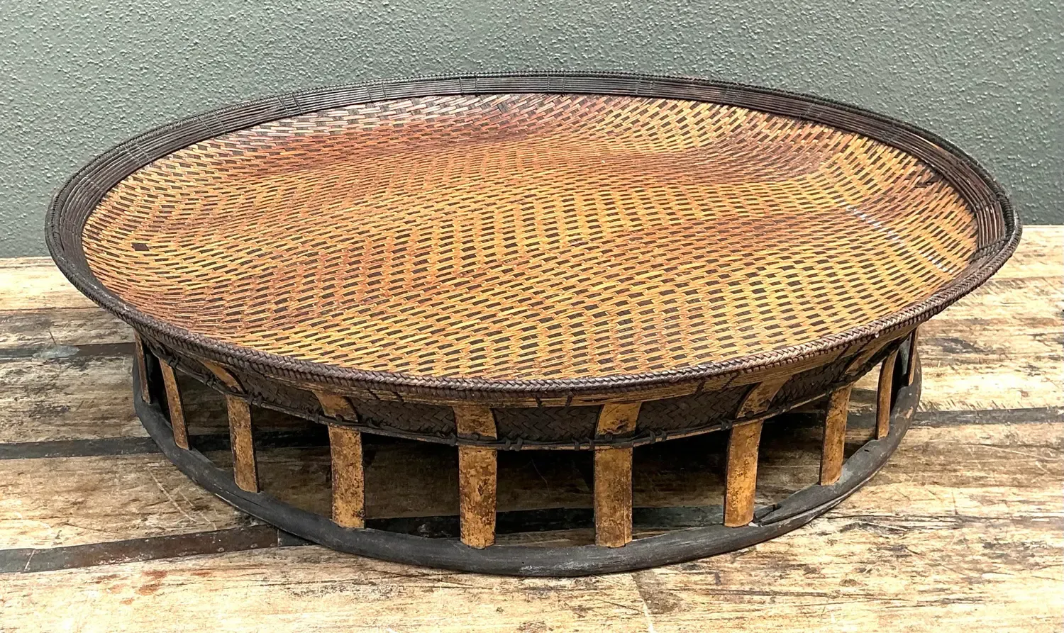 Vintage Woven Rattan and Bamboo Large Tray — additional photo 6
