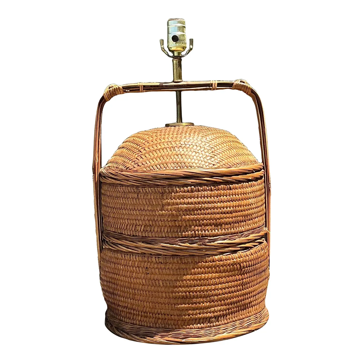 Vintage Woven Rattan Basket Lamp — additional photo 1