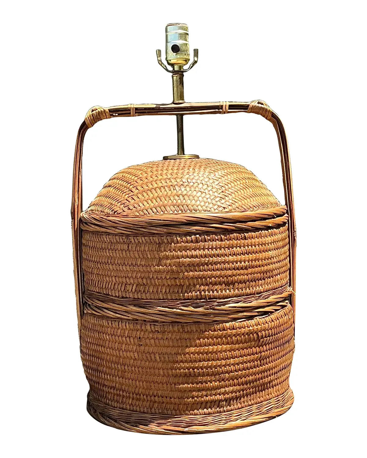 Vintage Woven Rattan Basket Lamp — additional photo 1
