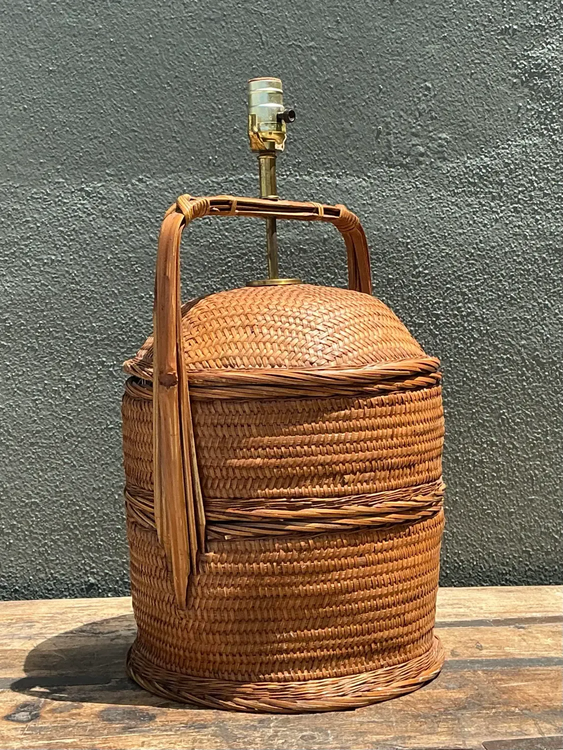Vintage Woven Rattan Basket Lamp — additional photo 5