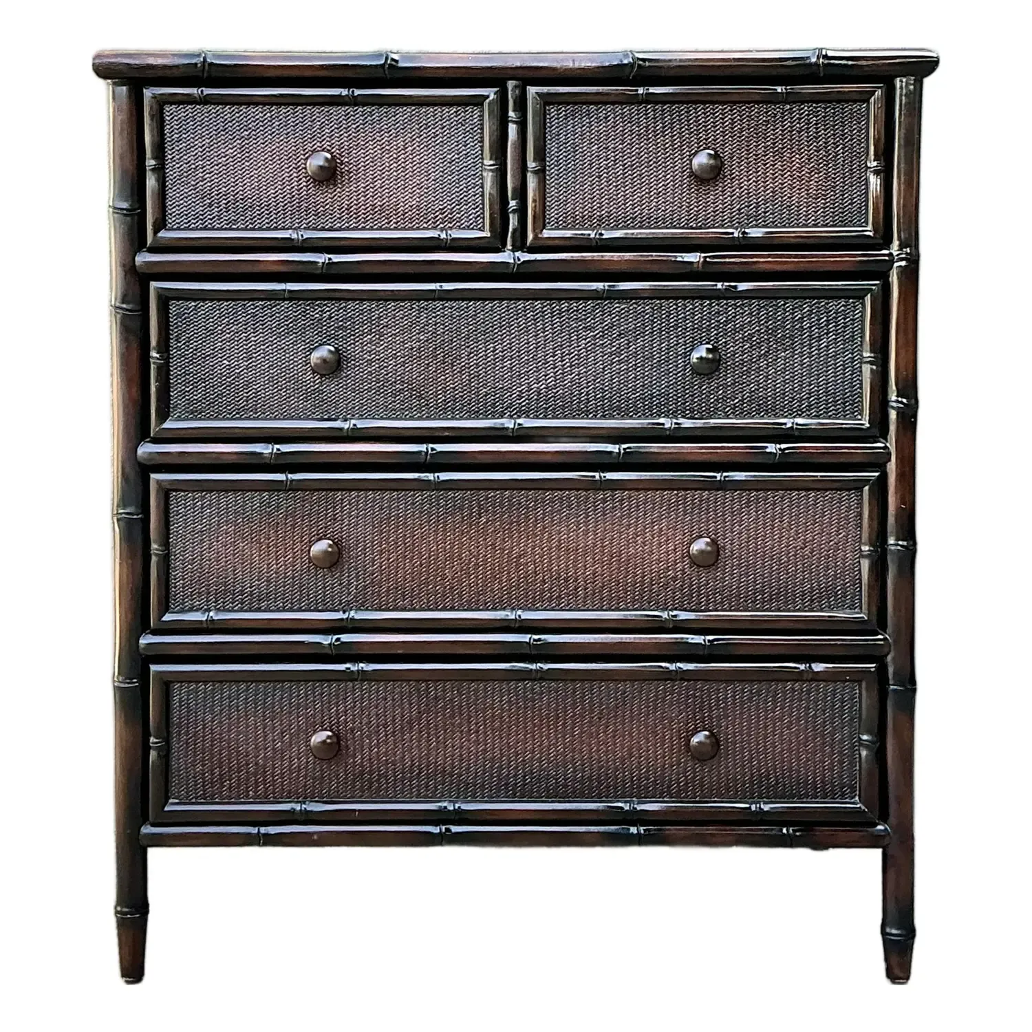 Vintage Woven Rattan Chest of Drawers