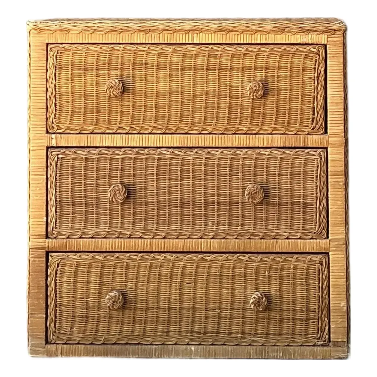 Vintage Woven Rattan Chest of Drawers - Rattan, 27.5W x 28.5H — additional photo 1