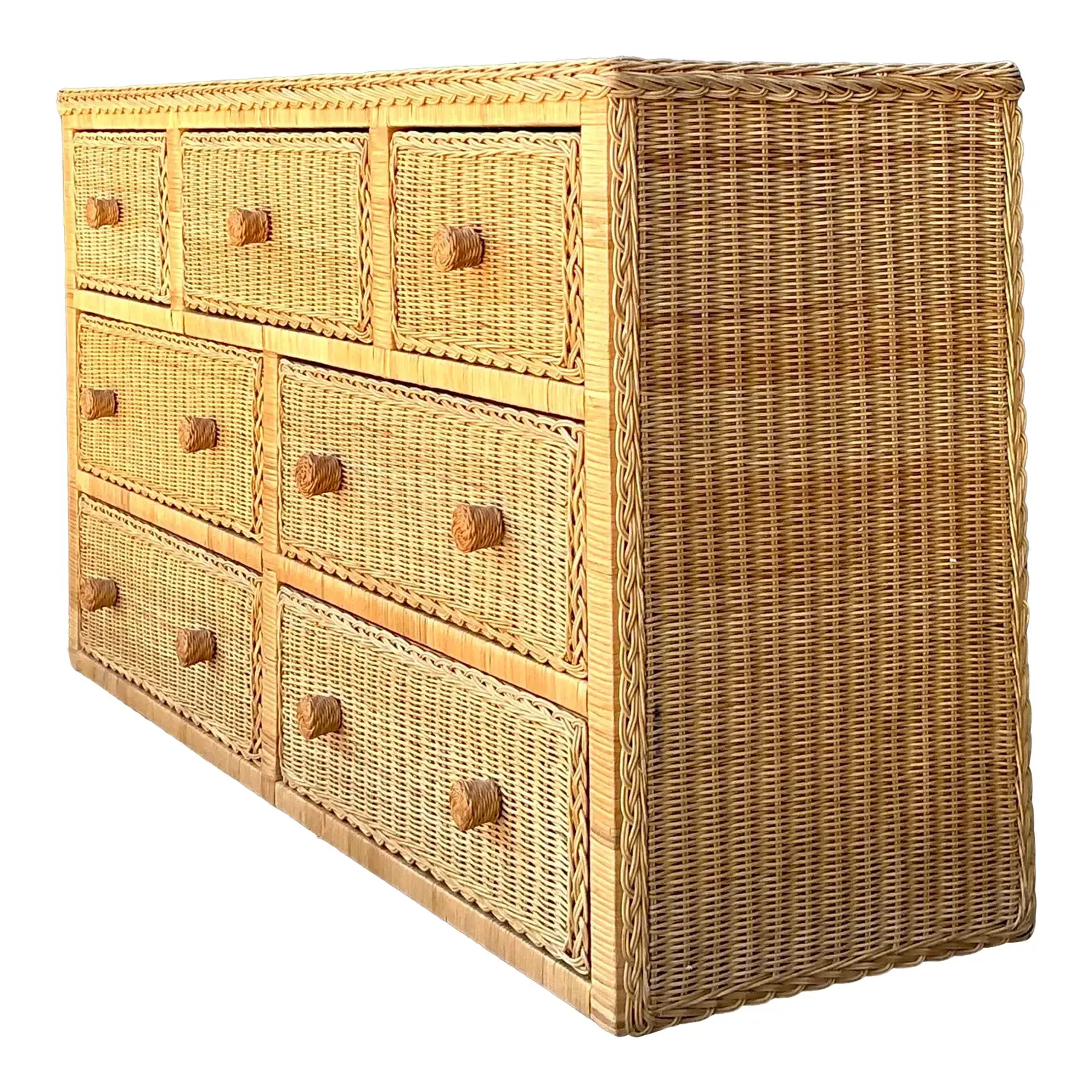 Vintage Woven Rattan Dresser — additional photo 1