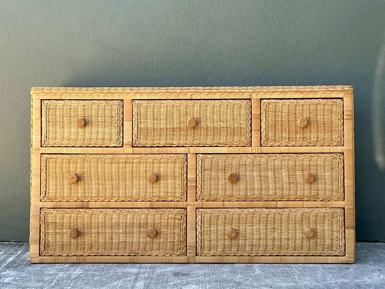 Vintage Woven Rattan Dresser — additional photo 2