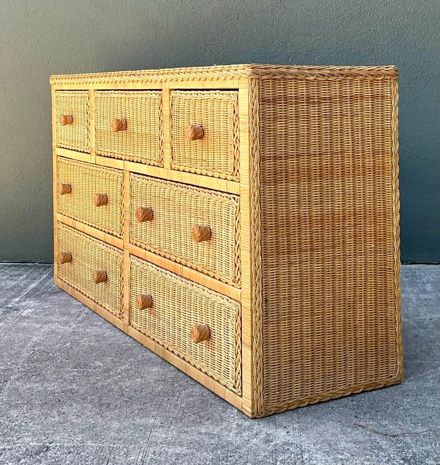 Vintage Woven Rattan Dresser — additional photo 4