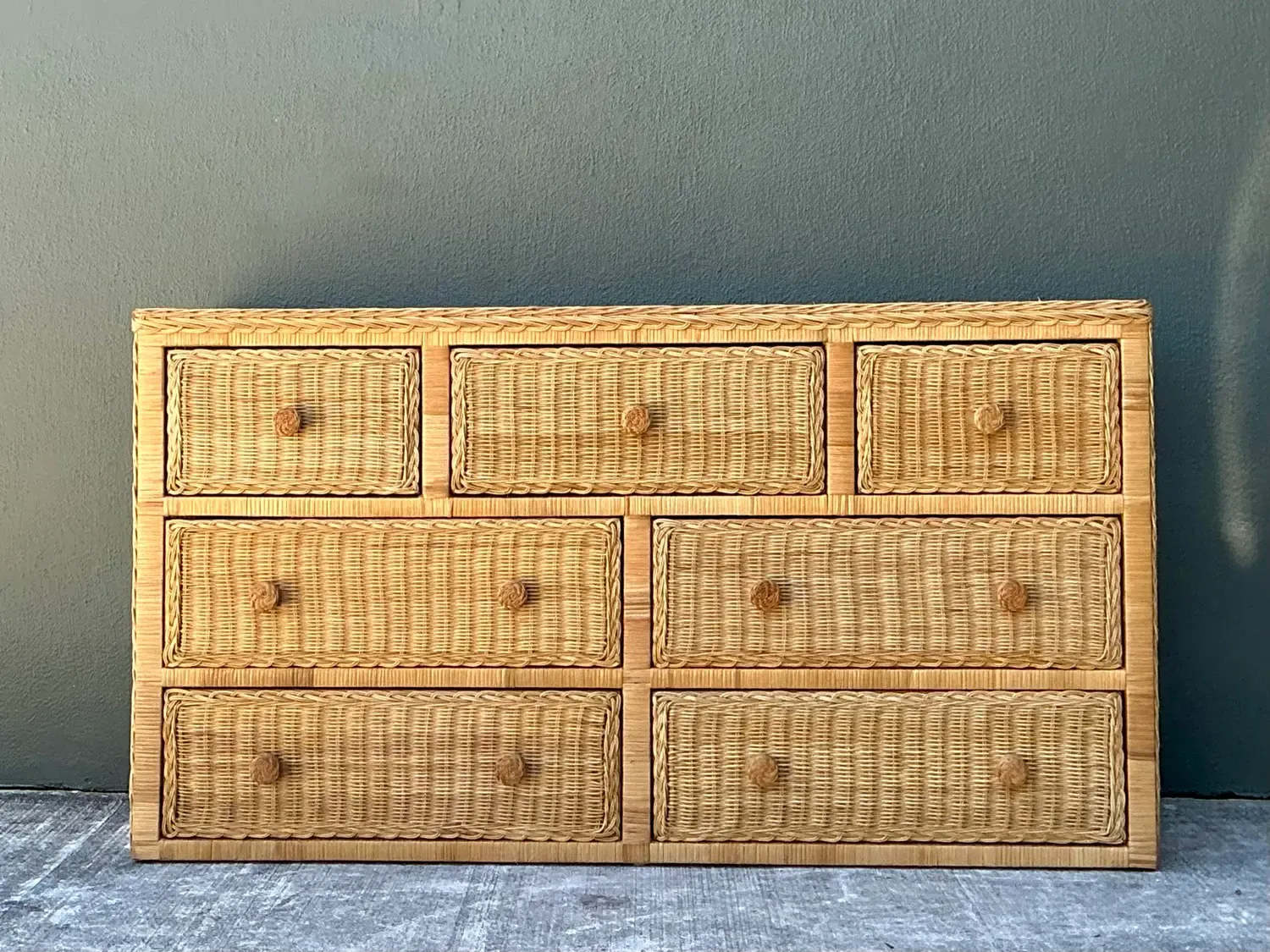 Vintage Woven Rattan Dresser — additional photo 7