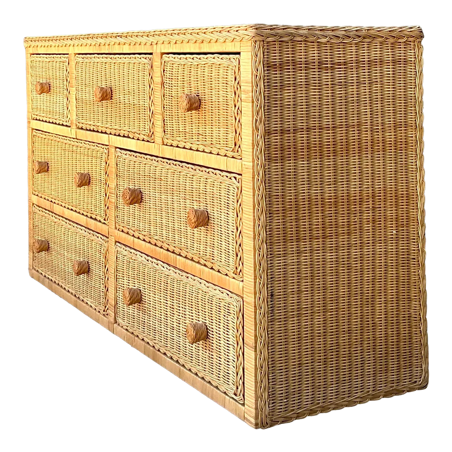 Vintage Woven Rattan Dresser — additional photo 8