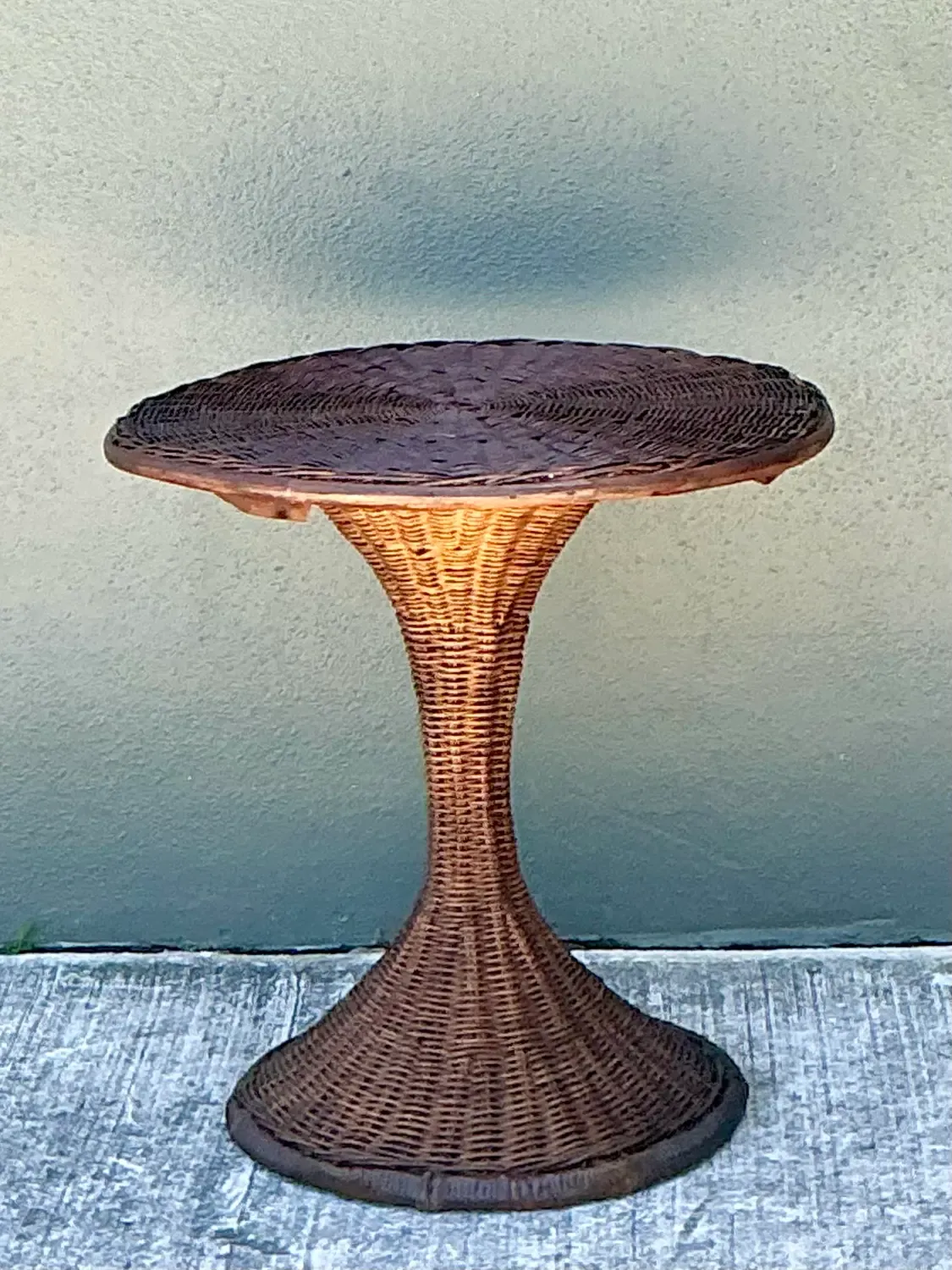 Vintage Woven Rattan Drinks Table — additional photo 3