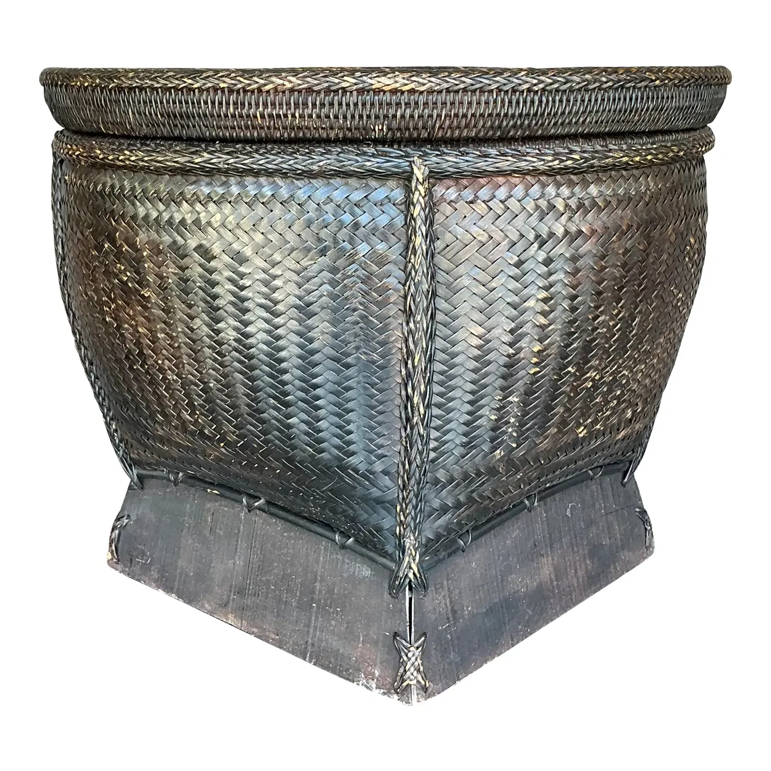 Vintage Woven Rattan Lidded Basket — additional photo 1