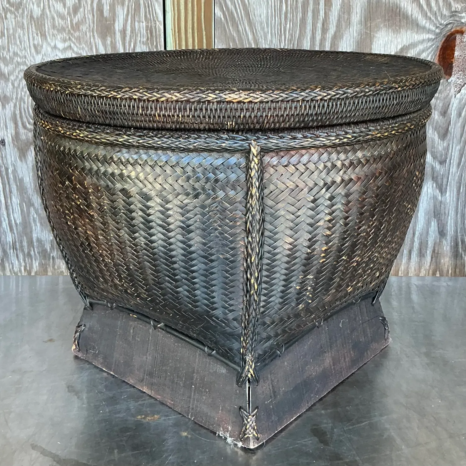 Vintage Woven Rattan Lidded Basket — additional photo 3