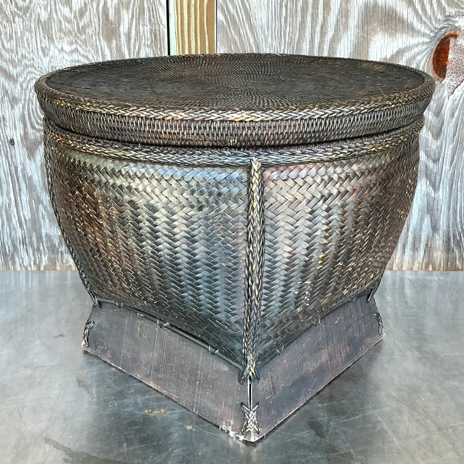 Vintage Woven Rattan Lidded Basket — additional photo 5
