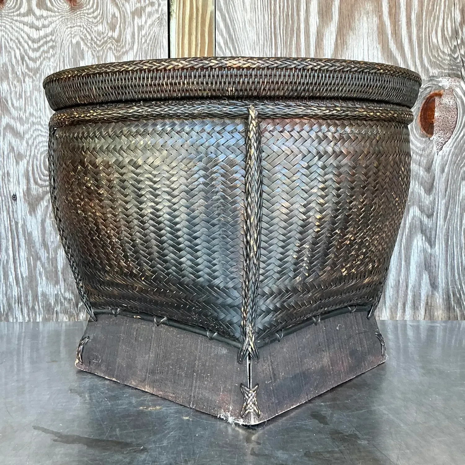 Vintage Woven Rattan Lidded Basket — additional photo 6