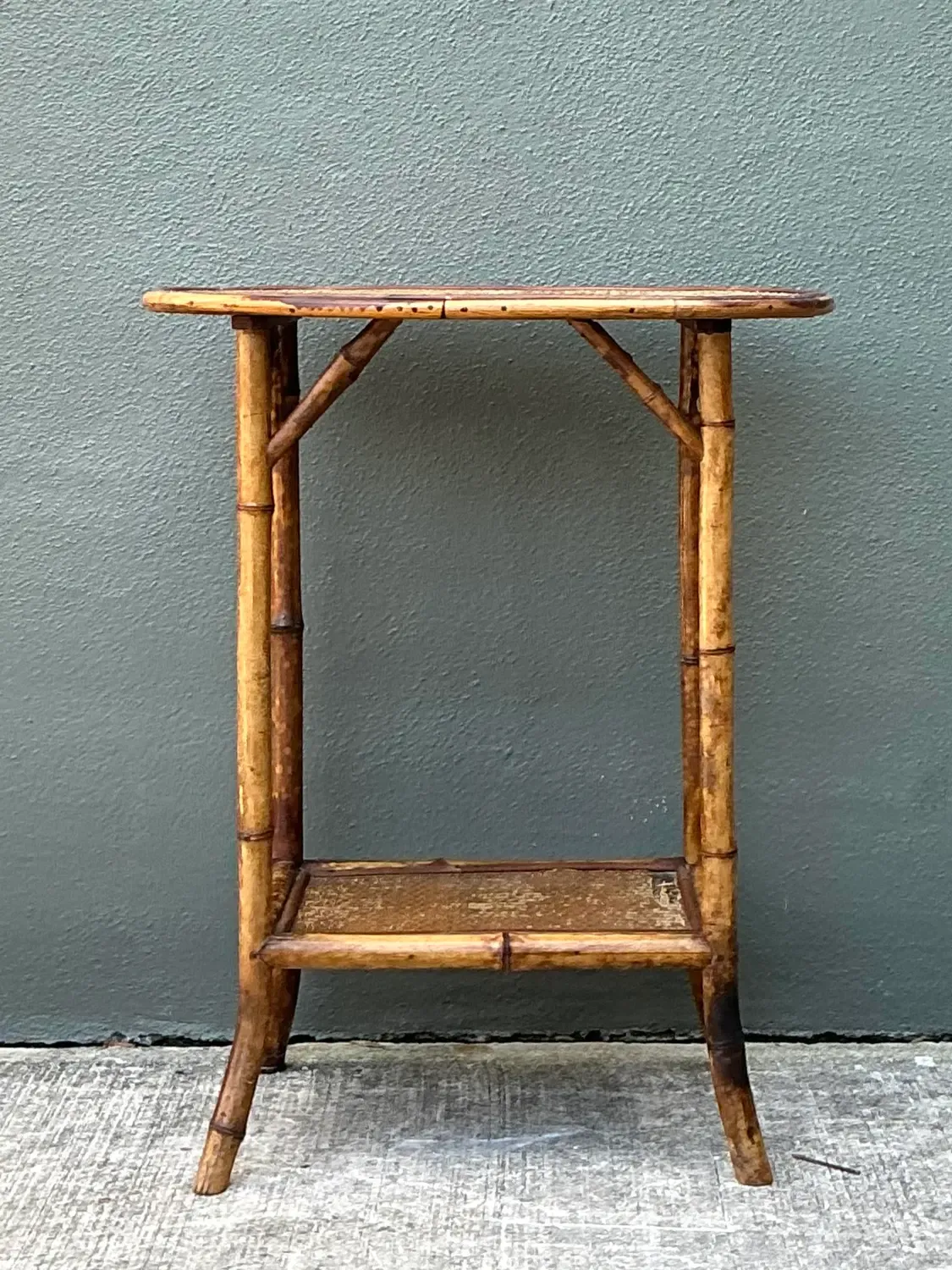 Vintage Woven Rattan Oval Side Table — additional photo 8