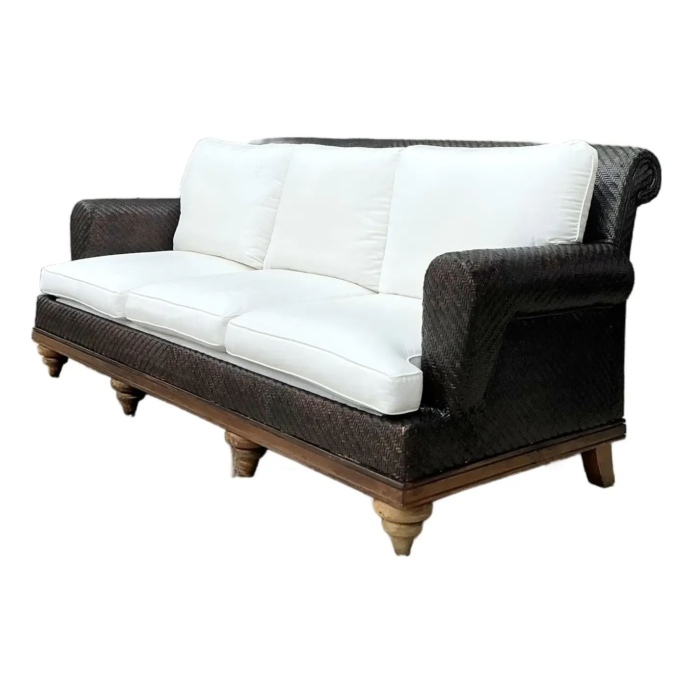 Vintage Woven Rattan Roll Arm Sofa — additional photo 1