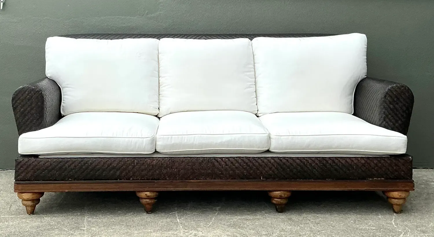Vintage Woven Rattan Roll Arm Sofa — additional photo 2