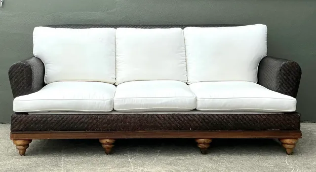 Vintage Woven Rattan Roll Arm Sofa — additional photo 2