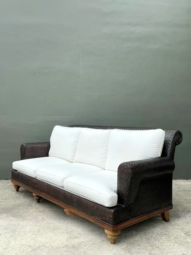 Vintage Woven Rattan Roll Arm Sofa — additional photo 3
