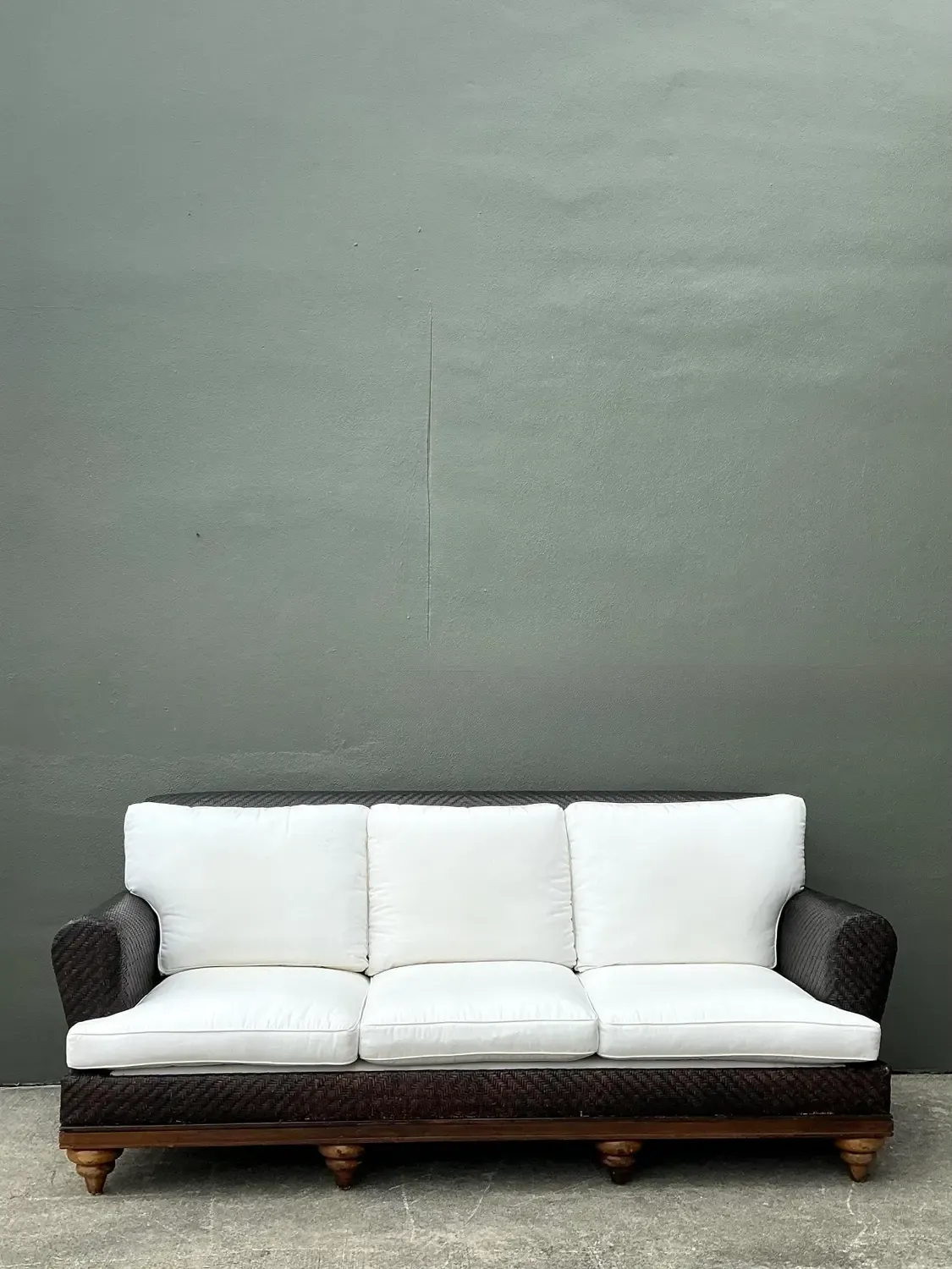 Vintage Woven Rattan Roll Arm Sofa — additional photo 5