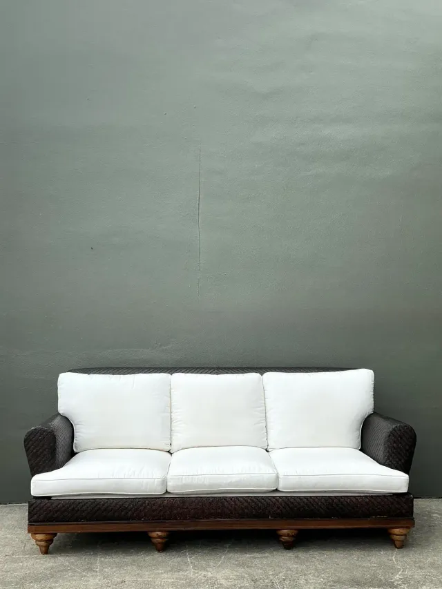 Vintage Woven Rattan Roll Arm Sofa — additional photo 5