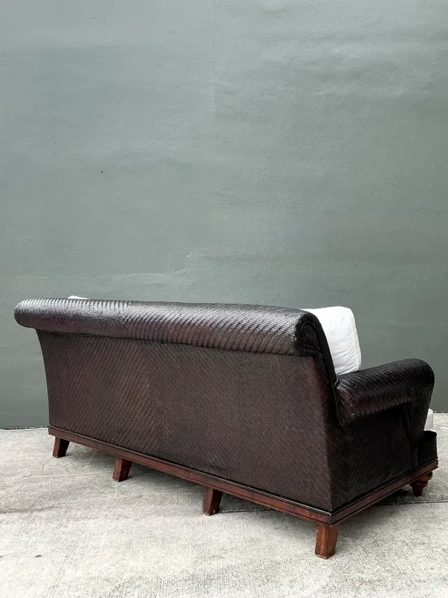 Vintage Woven Rattan Roll Arm Sofa — additional photo 6