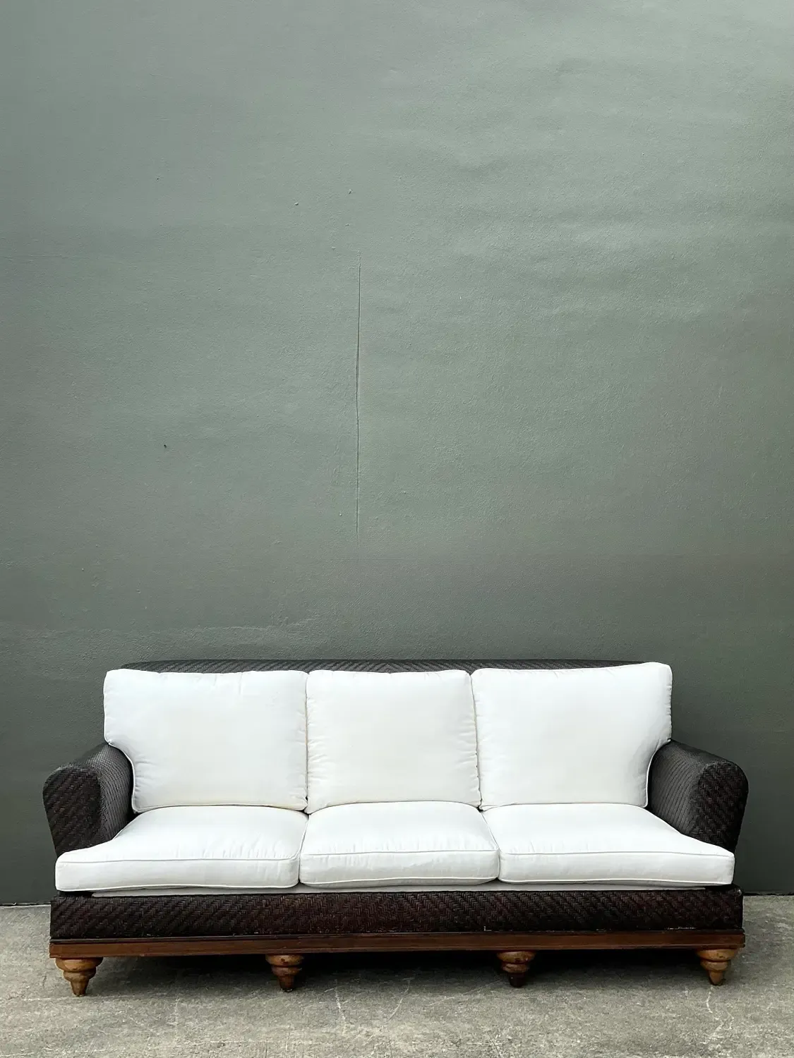 Vintage Woven Rattan Roll Arm Sofa — additional photo 7