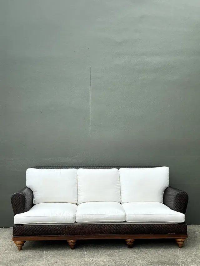 Vintage Woven Rattan Roll Arm Sofa — additional photo 7