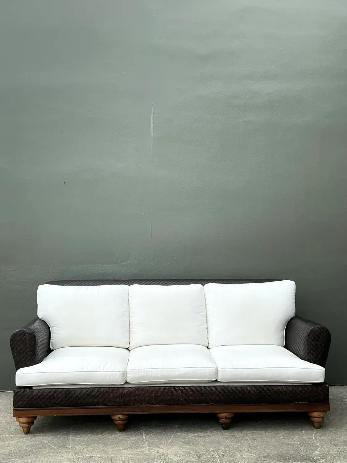 Vintage Woven Rattan Roll Arm Sofa — additional photo 8