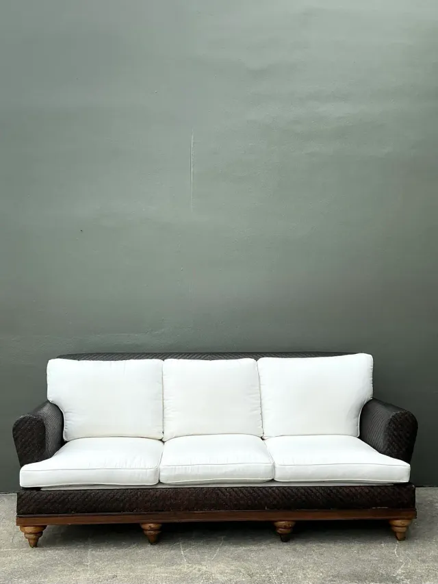 Vintage Woven Rattan Roll Arm Sofa — additional photo 8