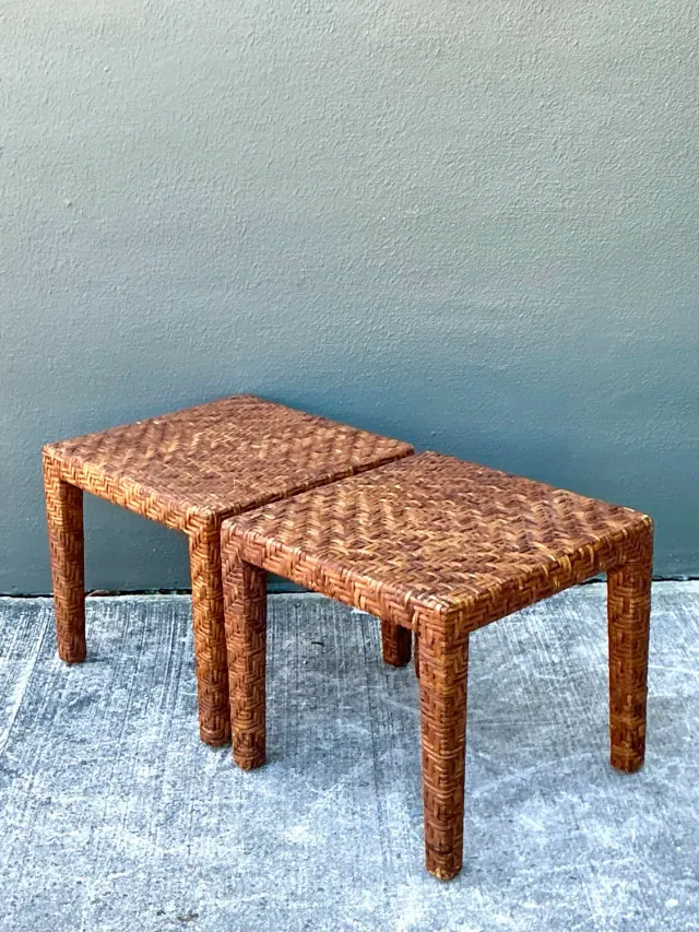Vintage Woven Rattan Side Tables - A Pair — additional photo 7