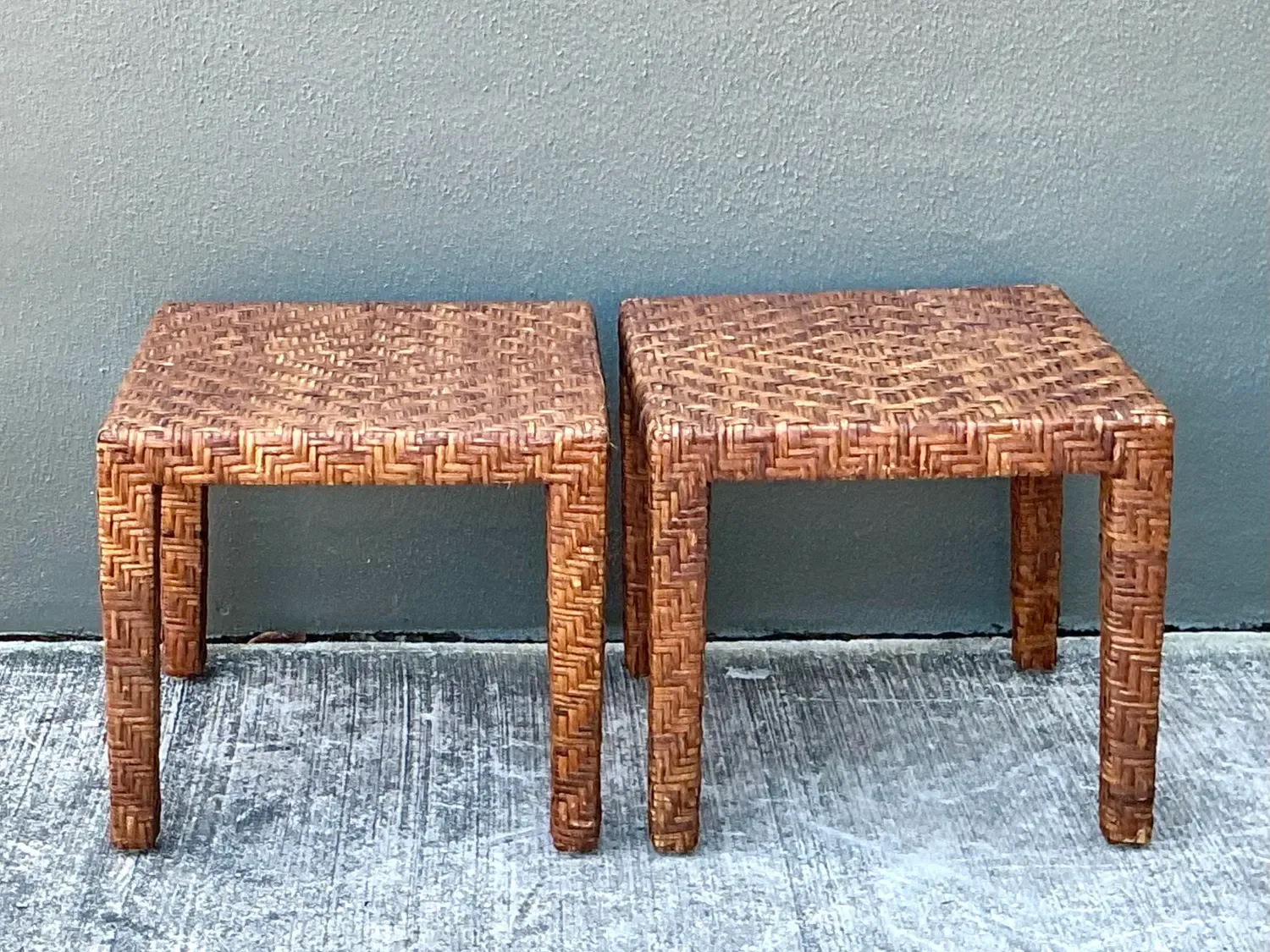 Vintage Woven Rattan Side Tables - A Pair — additional photo 8