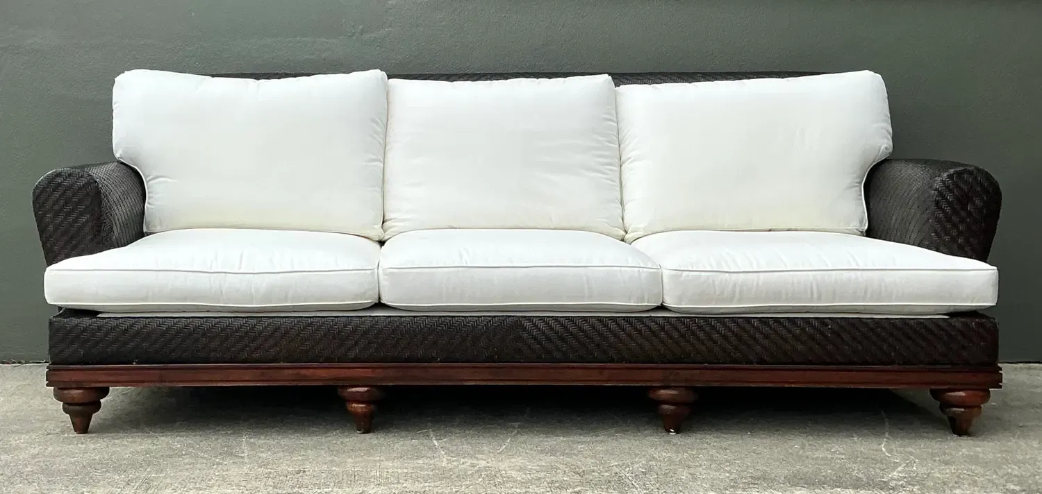 Vintage Woven Rattan Three Seat Sofa — additional photo 3