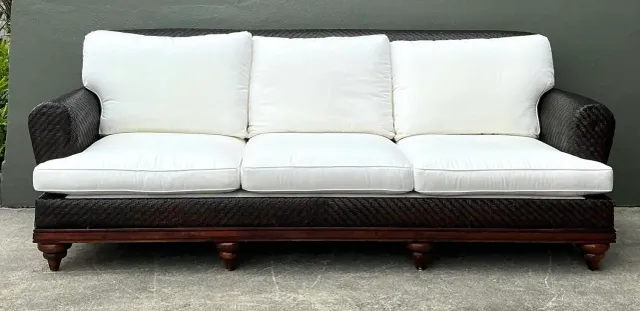 Vintage Woven Rattan Three Seat Sofa — additional photo 4