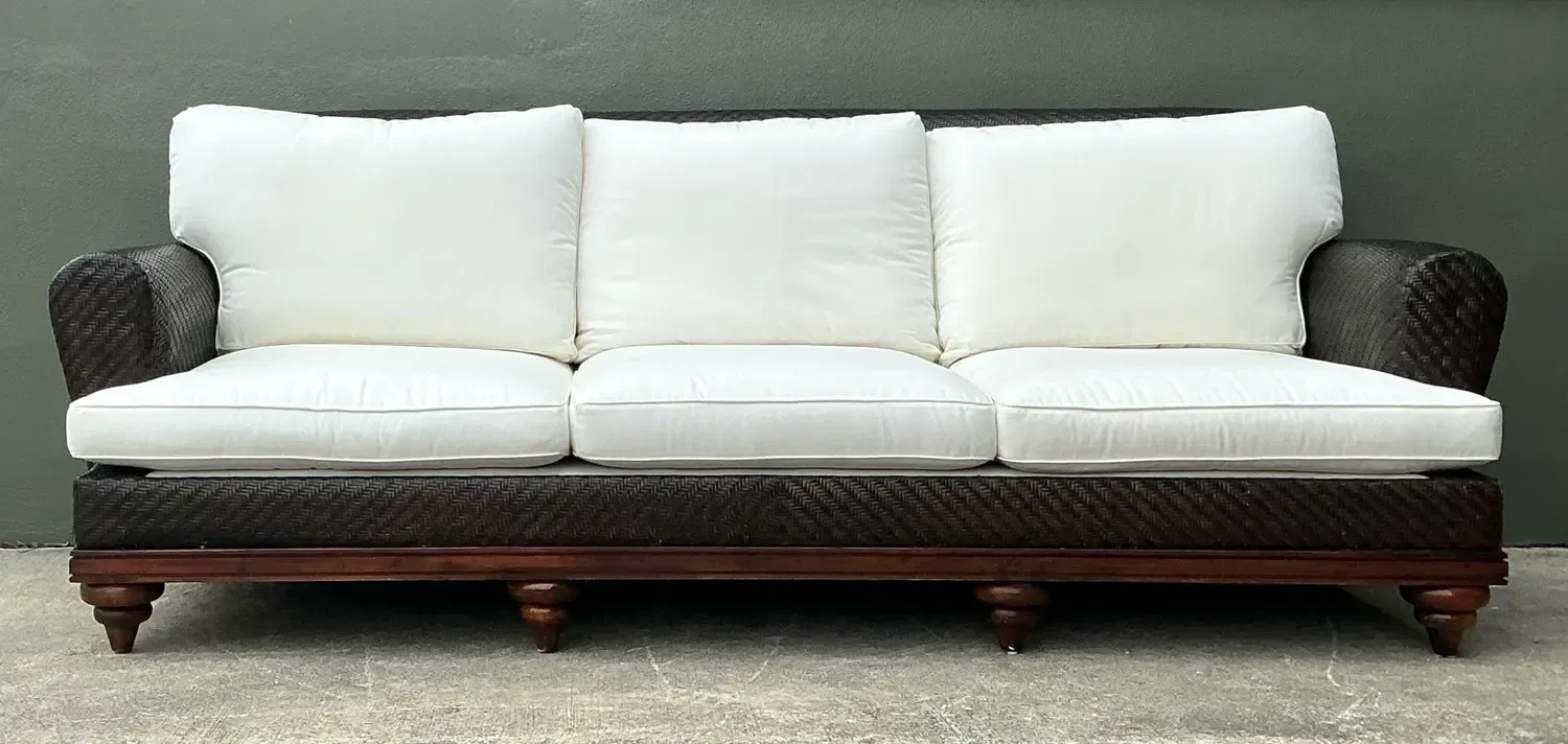 Vintage Woven Rattan Three Seat Sofa — additional photo 6