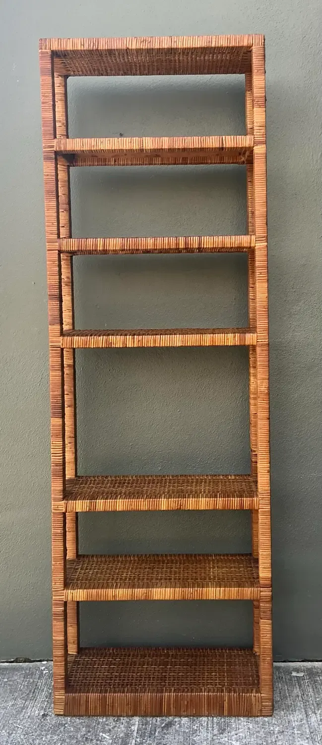 Vintage Wrapped Rattan Etagere — additional photo 1
